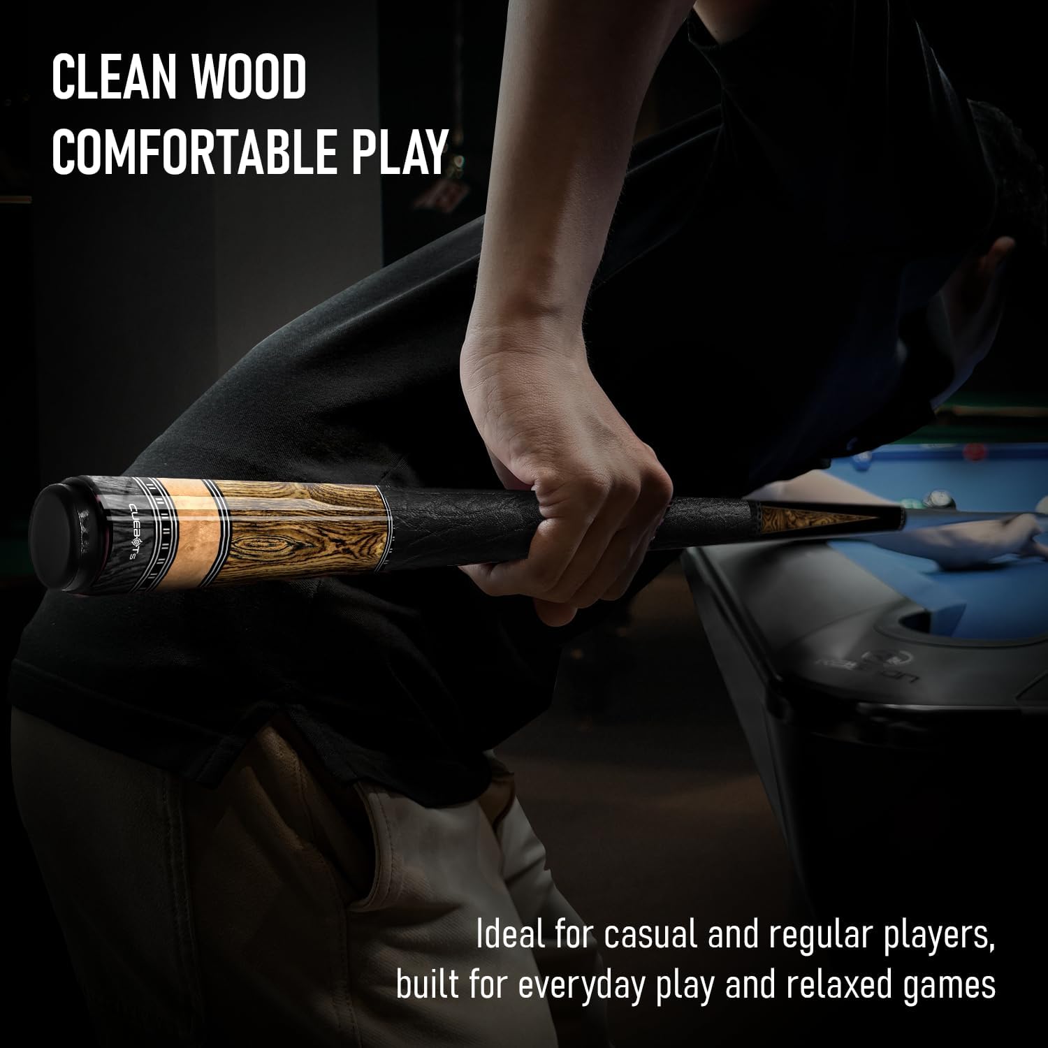 CUEBOTS Glass Fiber Cue, Glass Fiber House Cue Stick, Club Cue, Cue for Beginners, Durable Uni-QR, 3/8-10, 5/16-18 Joint, Long Lasting Glassfiber Shaft, 7-Layer Microfiber Tip