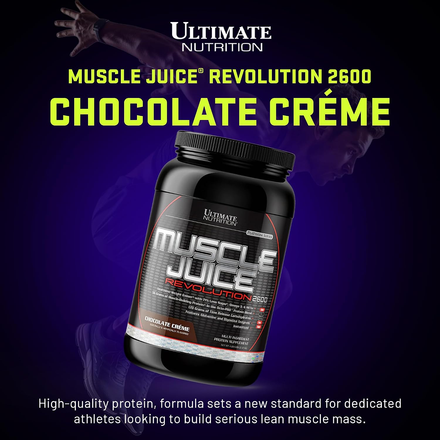Ultimate Nutrition Muscle Juice Revolution 2600 Weight Gainer, Muscle Recovery with Glutamine, Micellar Casein and Time Release Complex Carbohydrates, Banana Protein Powder, 4.69 Pounds | 70g Octo-PRO™ Protein Blend, 175g Time-Release Carbs, 1000mg Gluta…
