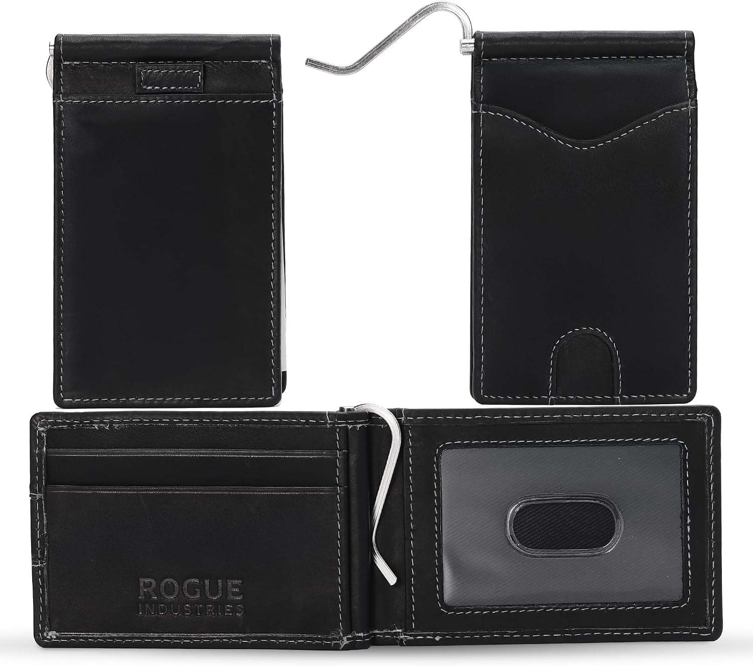 Genuine Bison Leather Wallet for Men, RFID Slim, Brown | Genuine bison leather wallet for men with RFID blocking and curved front pocket fit. Rugged slim everyday carry, brown.