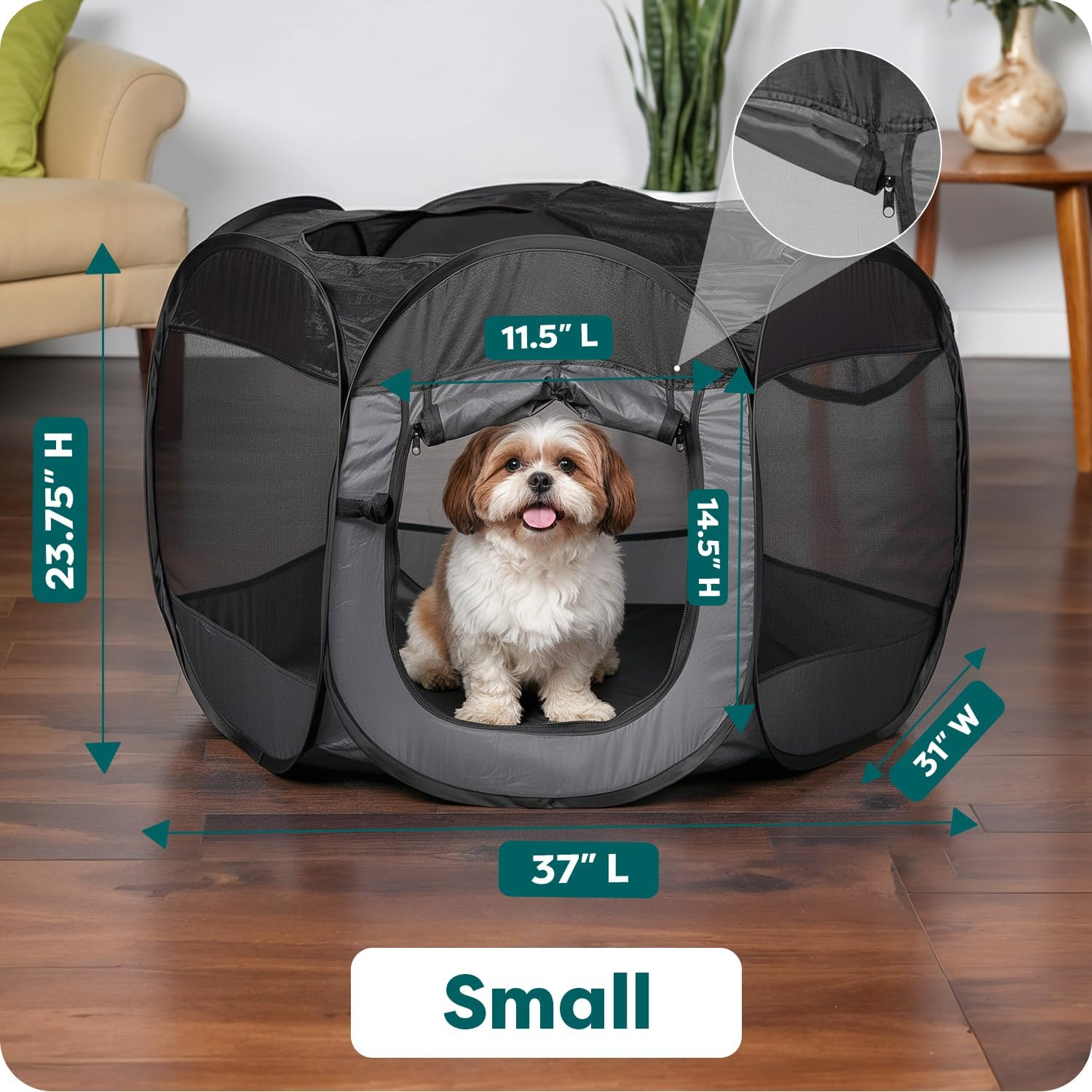 Furhaven Portable Dog Playpen Cat Tent, Pet playground,Kennel foldable indoor outdoor zippered puppy crate - Hunter Green, Medium
