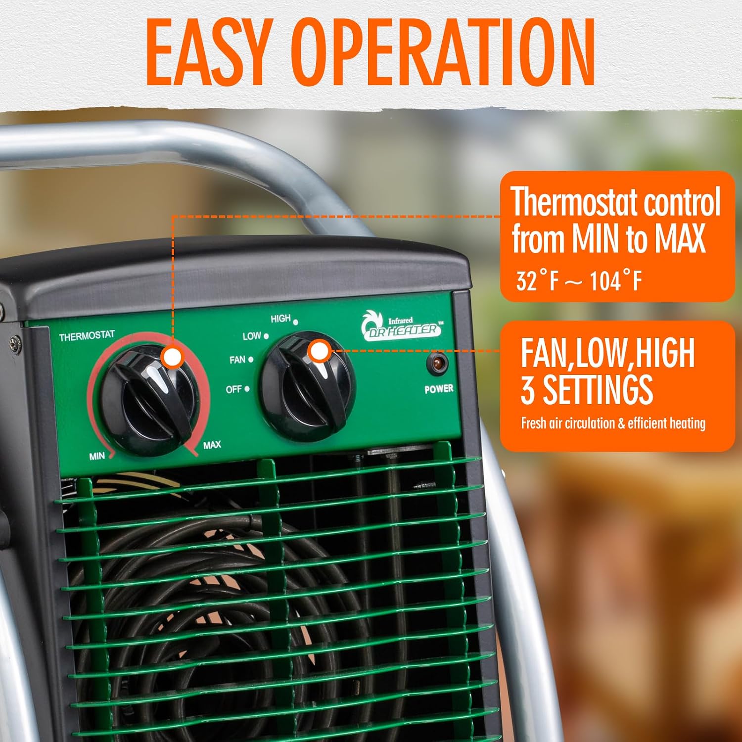 DR. INFRARED HEATER DR218-1500W Greenhouse Garage Workshop Infrared Heater, 1500-watt