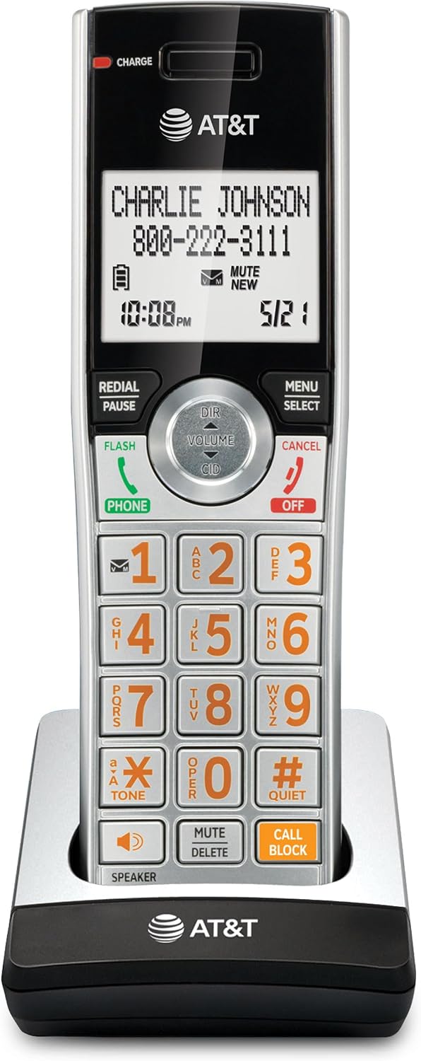 AT&T DECT 6.0 Expandable Cordless Phone with Answering System, Silver/Black with 3 Handsets