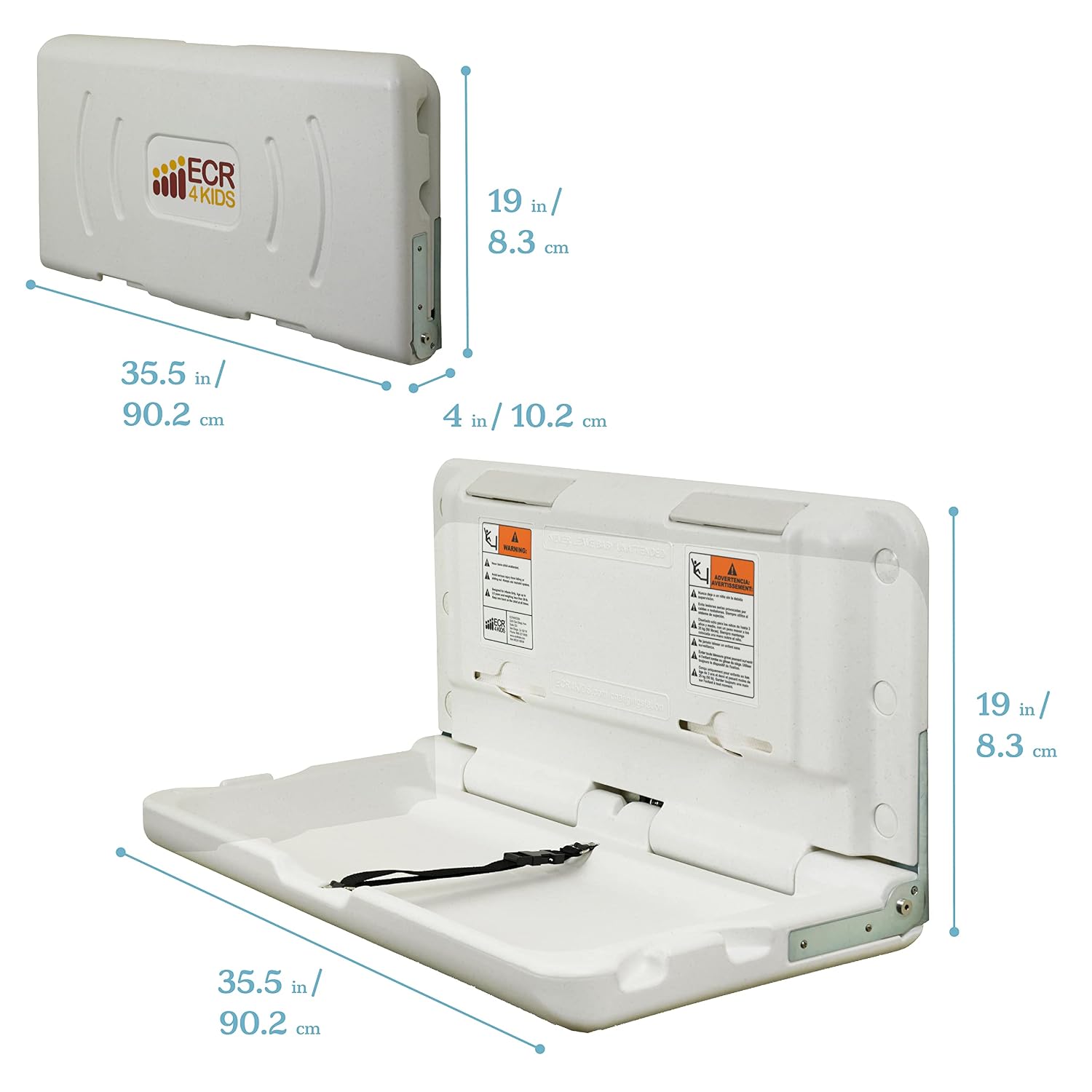 ECR4Kids Horizontal Wall-Mounted Baby Changing Station, Grey Speckled