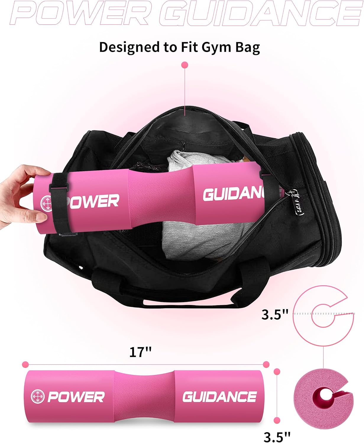 POWER GUIDANCE Barbell Squat Pad - Neck & Shoulder Protective Pad - Great for Squats, Lunges, Hip Thrusts, Weight Lifting & More - Fit Standard and Olympic Bars Perfectly