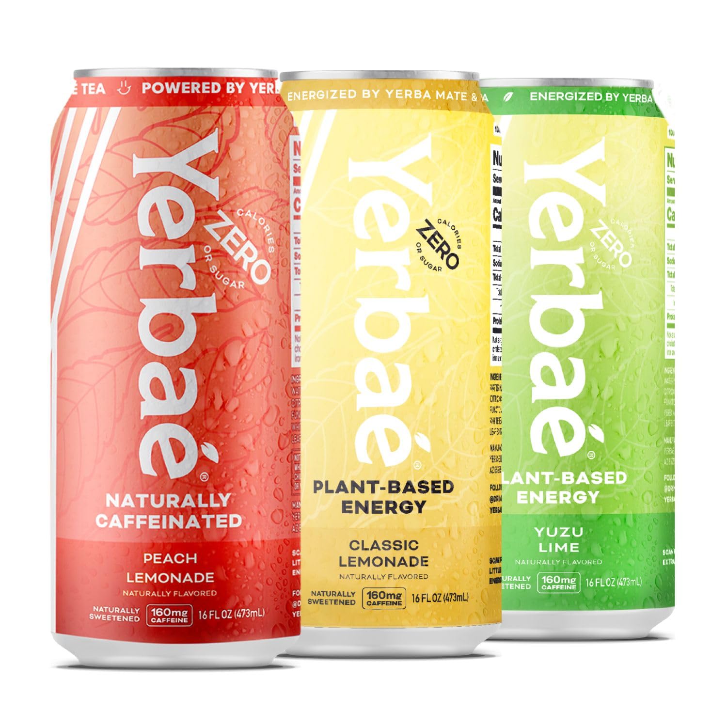 Yerbaé Energy Seltzer - Variety Performance Pack. No Sugar/Calories/Carbs. Energized by Yerba Mate Naturally Caffeinated Plant-Based, Healthy Alternative to Coffee/Sugary Sodas, Pack of 12, 12oz cans