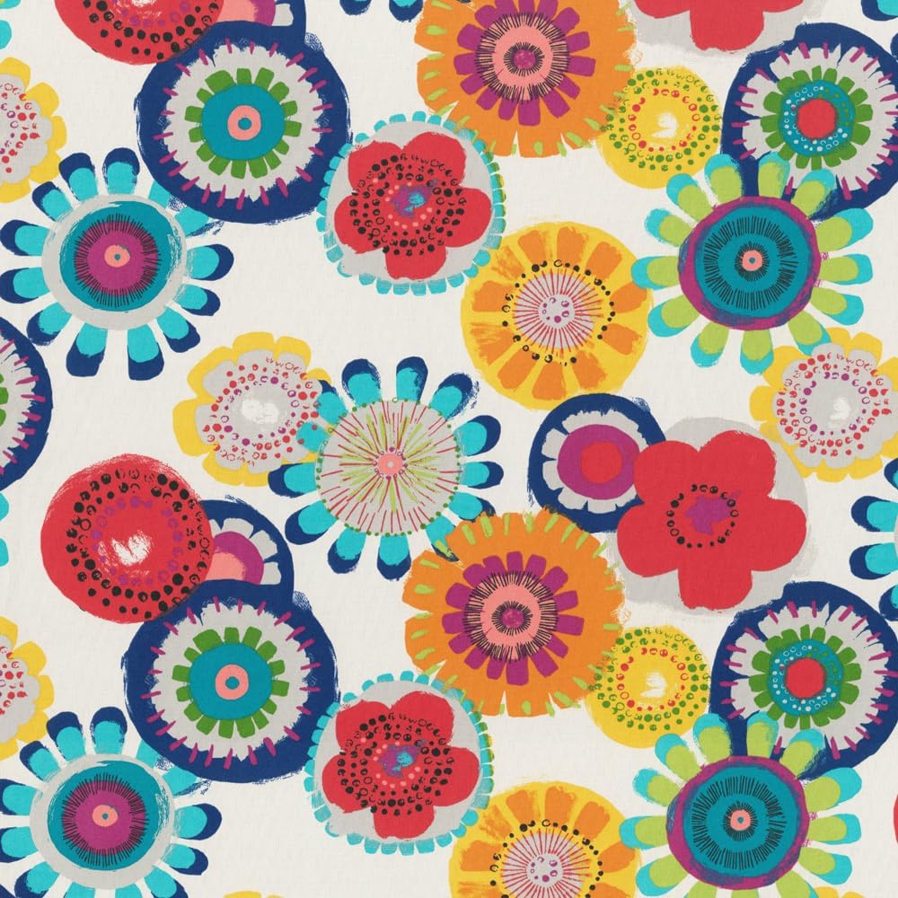 Pillow Perfect Bright Floral Indoor/Outdoor Tufted Wicker Seat Cushion, 2 Count, 19" x 19", Blue/Tan Telfair Peacock