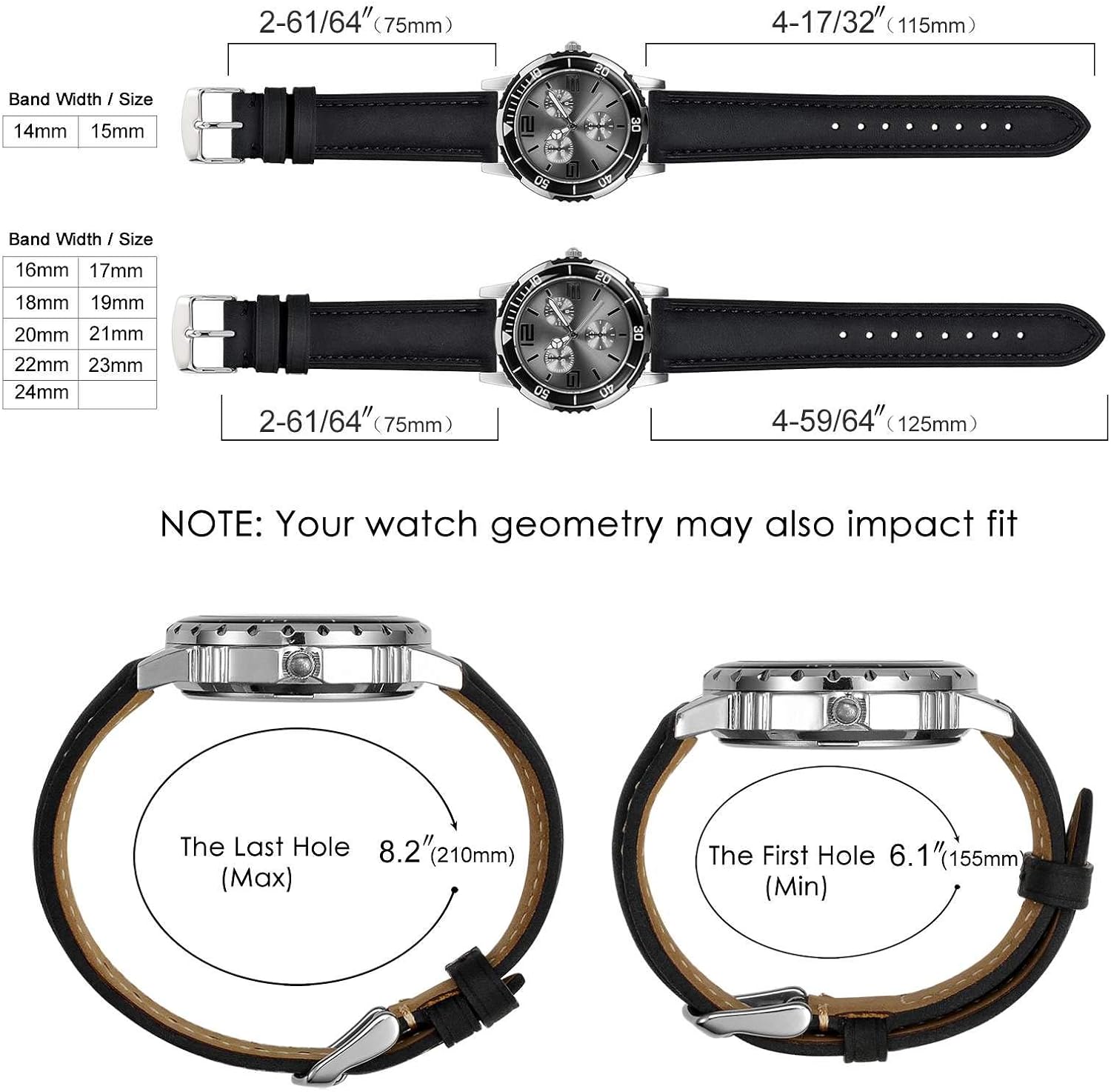 BISONSTRAP Watch Strap, Vintage Leather Replacement Bracelet, Band Width-14mm 15mm 16mm 17mm 18mm 19mm 20mm 21mm 22mm 23mm 24mm