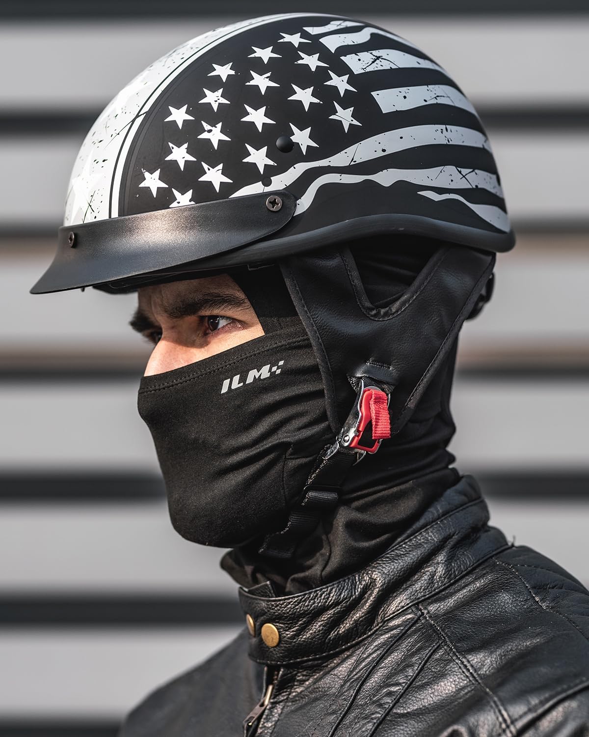 ILM Half Helmet Motorcycle Open Face Sun Visor Quick Release Buckle DOT Approved Cycling Motocross Suits Men Women 205V (M, Matt Black)