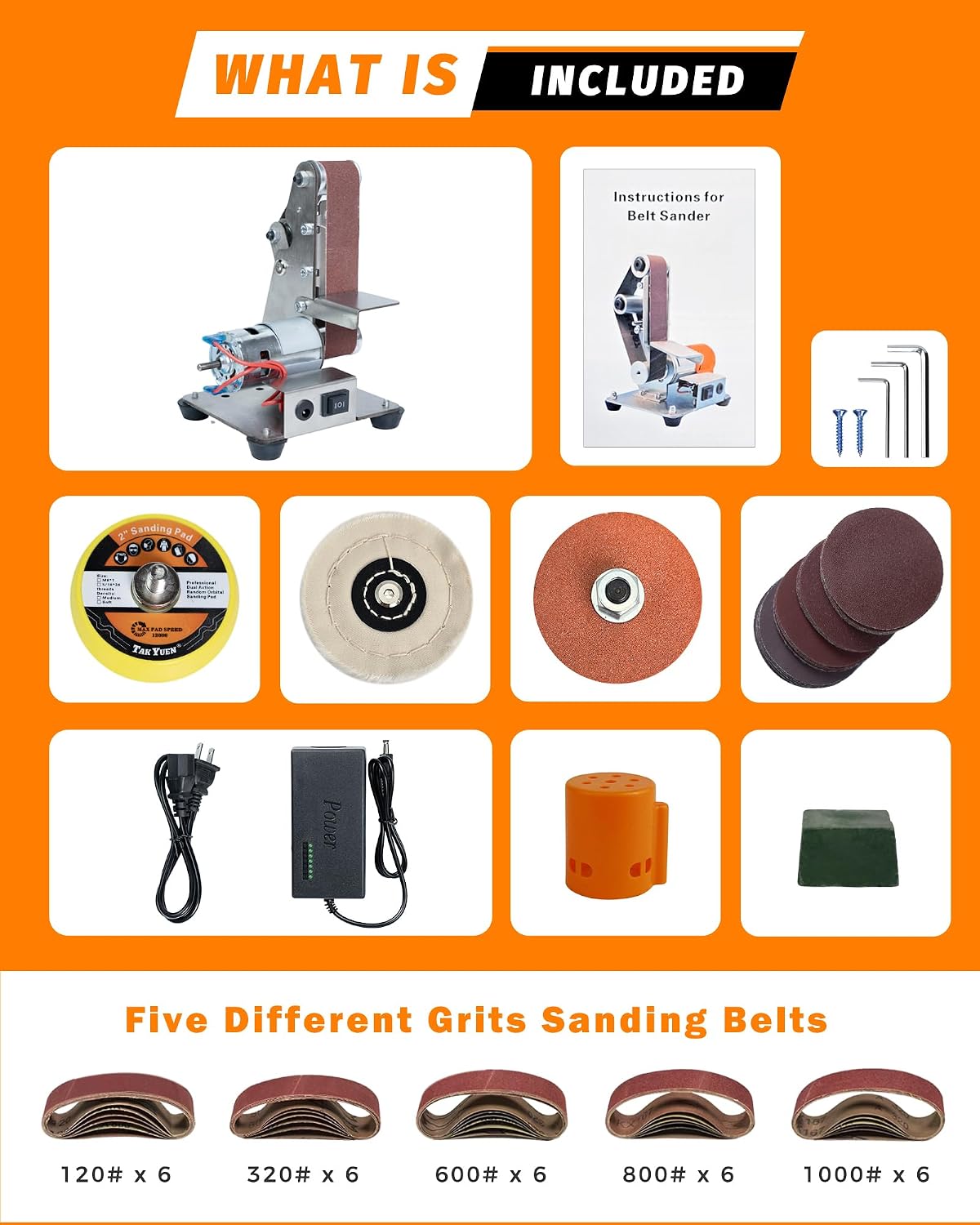 Mini Belt Sander, Electric Small Sander Knife Sharpener, 5"x6.8"x5.5" | Compact Design, Multi-Purpose, Electric Powered, Knife Sharpening, Portable Sander