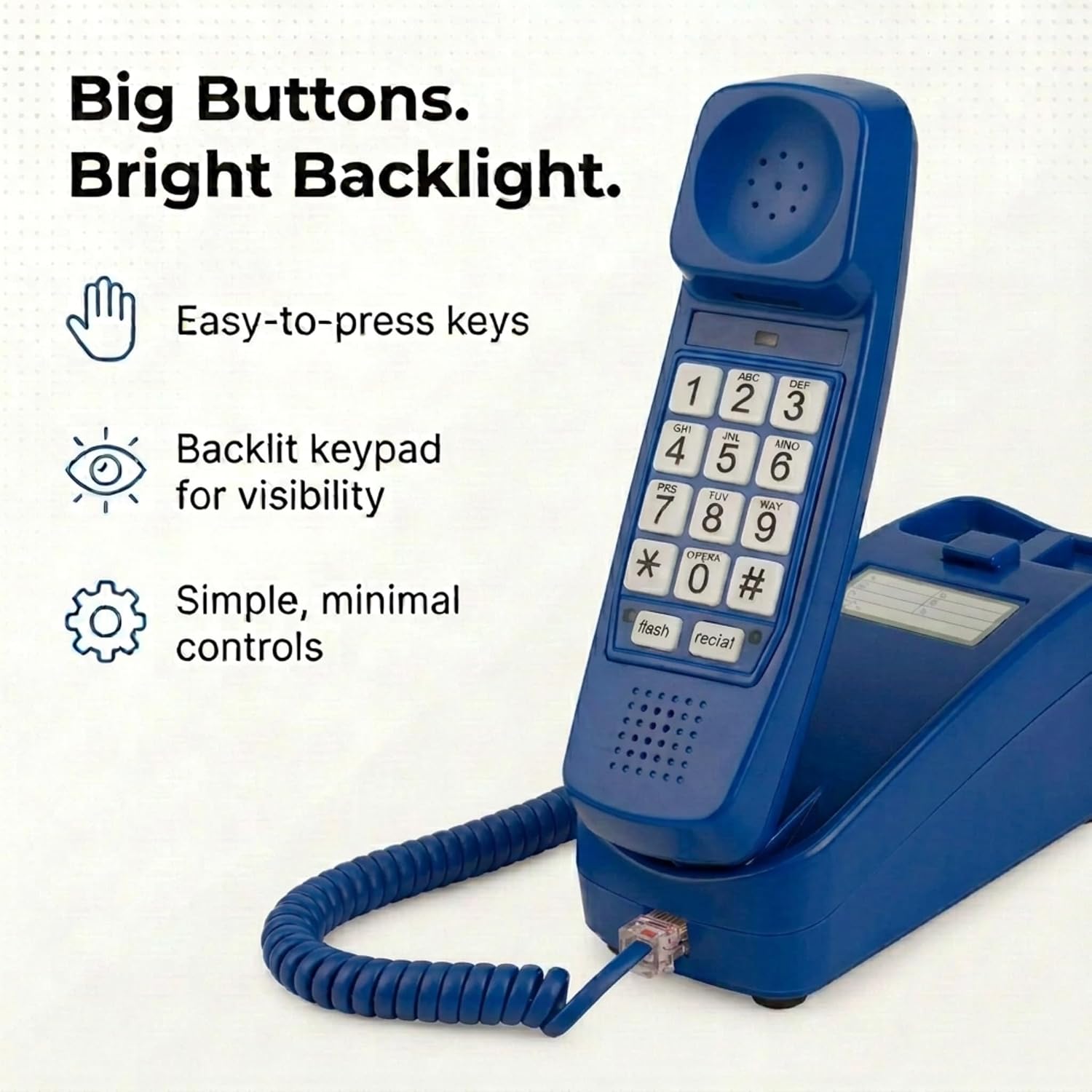 iSoHo Big Button Corded Phone for Seniors – Easy-to-Use Landline with Lighted Keypad, Ergonomic Handset & No Power Needed – Retro Home Phone for Elderly, Visually Impaired & Hard of Hearing | Telephone for seniors, visually impaired, lighted keypad, redi…