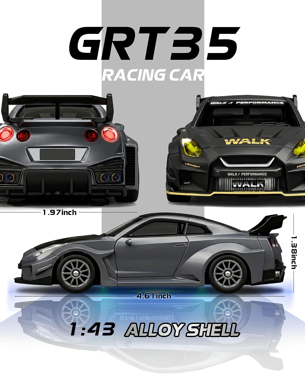 ARRIS 1/43 911 RC Drift Car 4WD with Gyro Full Proportional RTR | Alloy Body, 20KM/H Speed, Extra Drift Tires, Silent Bearings, LED Lighting
