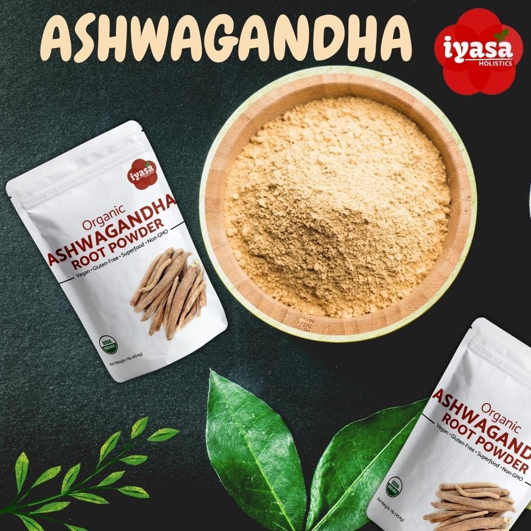 Iyasa Holistics Organic Ashwagandha Powder 16 oz – Natural Superfood Powder to Support Calm