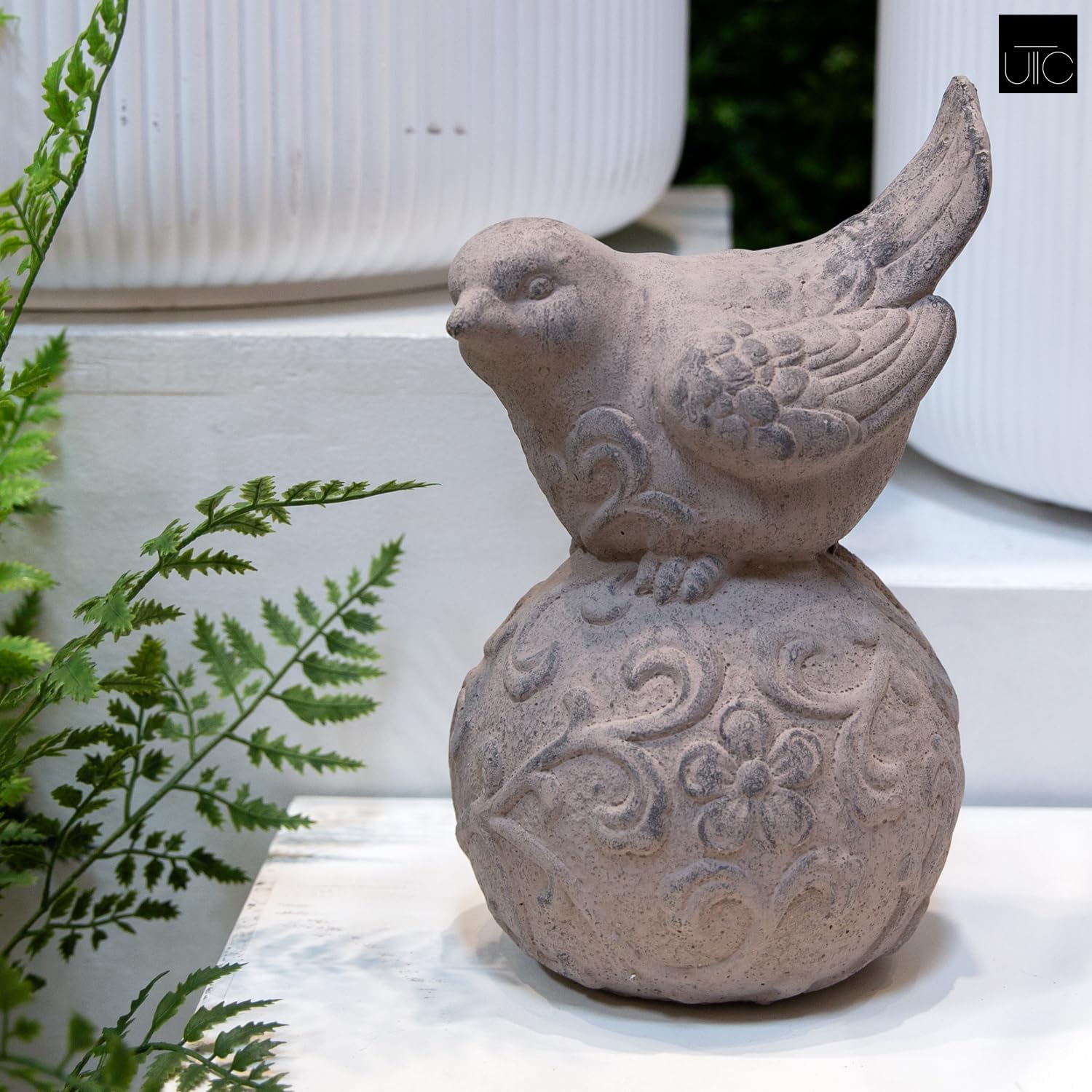 Small Cement Bird Statue, Gray Concrete Finish (8.25 X 5.25 X 6.25 In.) | Decorative Cement Bird Figurine With A Gray Concrete Finish, Ideal For Tables, Patios, Lawns, Yards, And Home Décor.