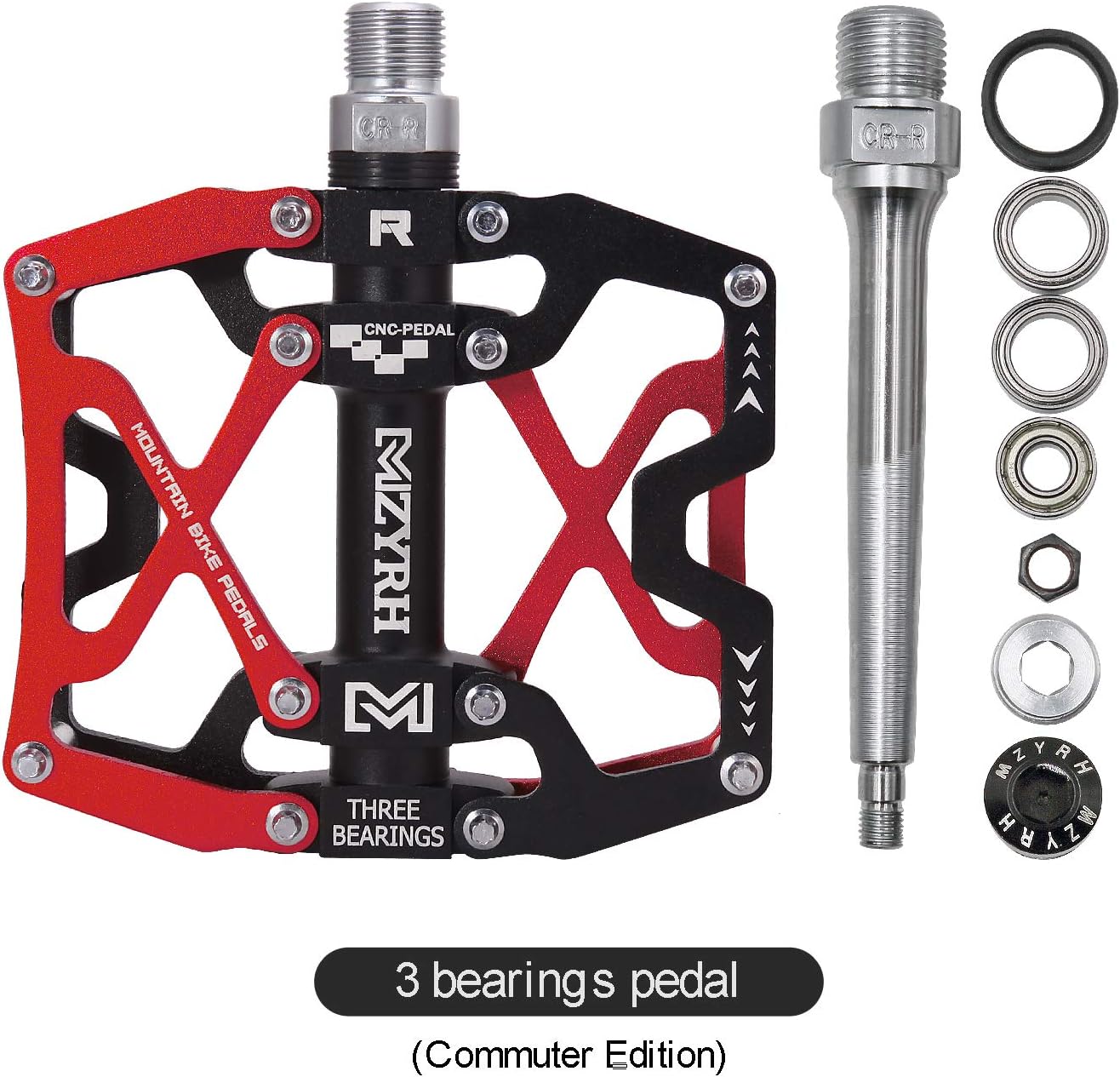 MZYRH Mountain Bike Pedals, Ultra Strong Colorful CNC Machined 9/16" Cycling Sealed 3 Bearing Pedals