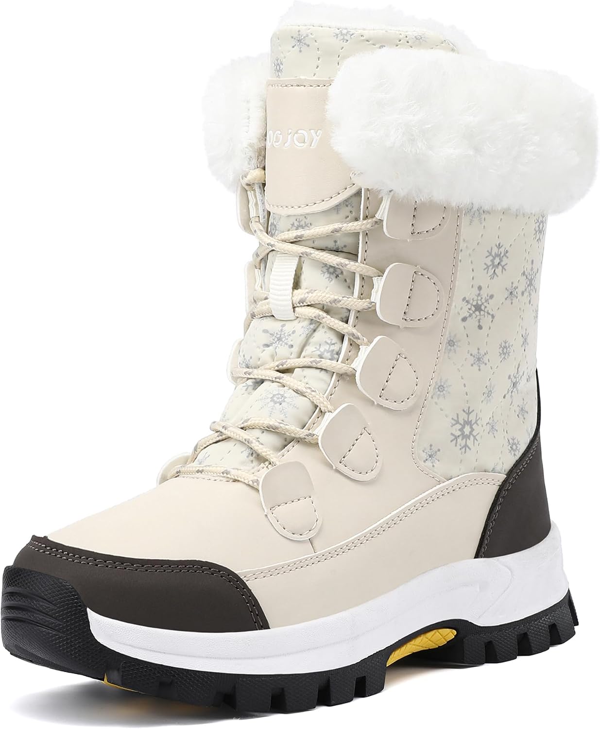 COOJOY Womens Waterproof Winter Snow Boots Warm Shoes Furry Mid Calf Lightweight Walking Hiking Booties