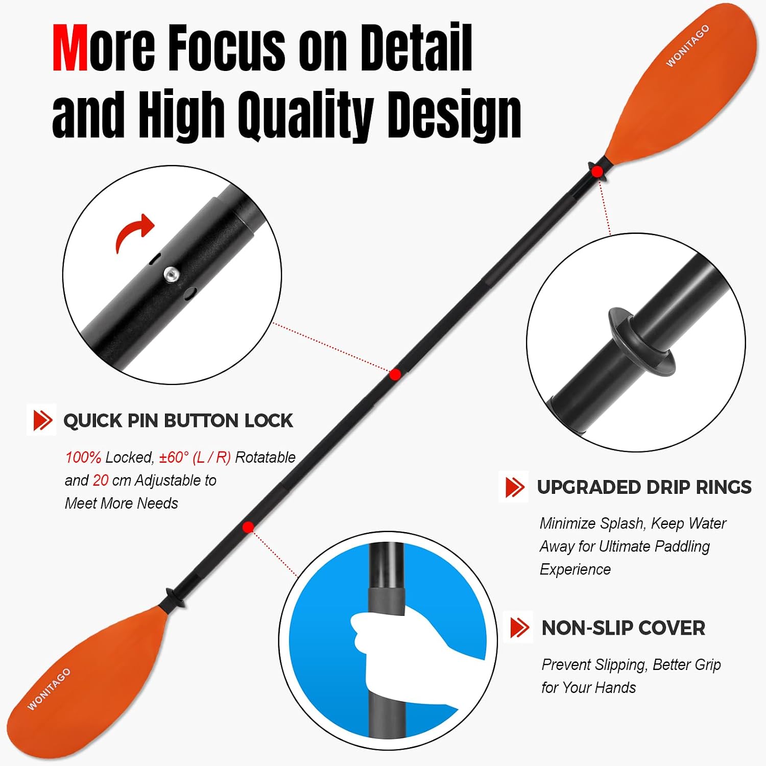 Kayak Paddle, Adjustable and Lightweight Kayaking Oar