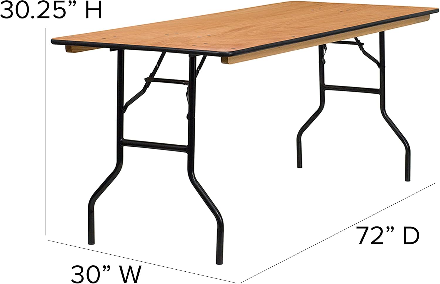 Flash Furniture 6 ft Folding Clear Coat Rectangular Banquet Table, Clear | Wood, Durable Construction, Commercial Use