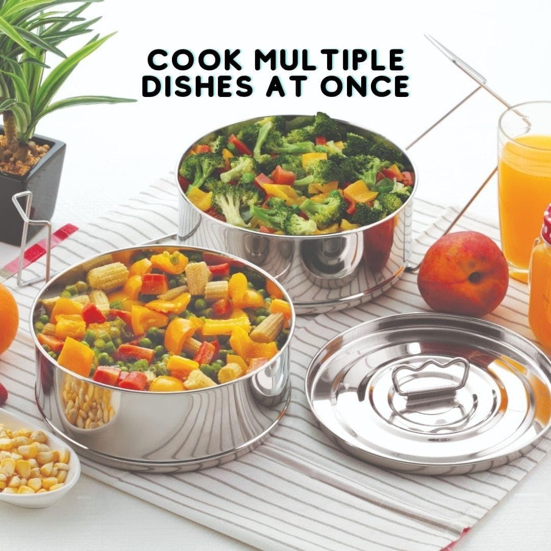 Stackable Stainless Steel Insert Pans - Inserts for Instant Pot - Pan for Instapot - Accessories for Instant Pot- FITS 6 QT and Above - Single Size - Pressure Cooker Steamer Pan Accessories