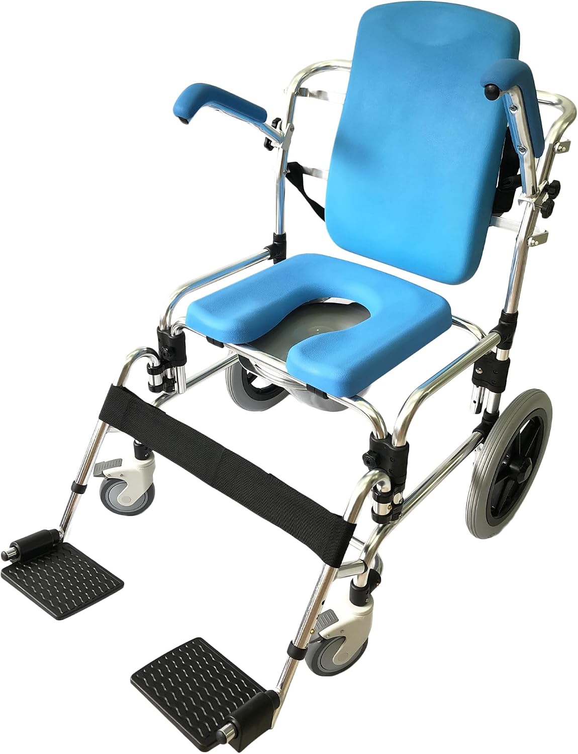 Platinum Health Baltic Professional Transport Shower/Commode Chair-Padded, Polyurethane or Polyvinyl Chloride