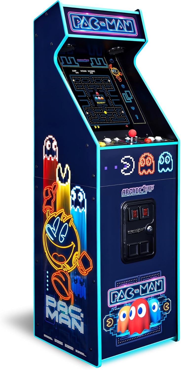 Arcade1Up Pac-Man Deluxe Arcade Machine, 14 Games, Neon | 17-Inch Screen, Retro Console Cabinet for Home, Stand Up Video Game, 5 Feet Tall