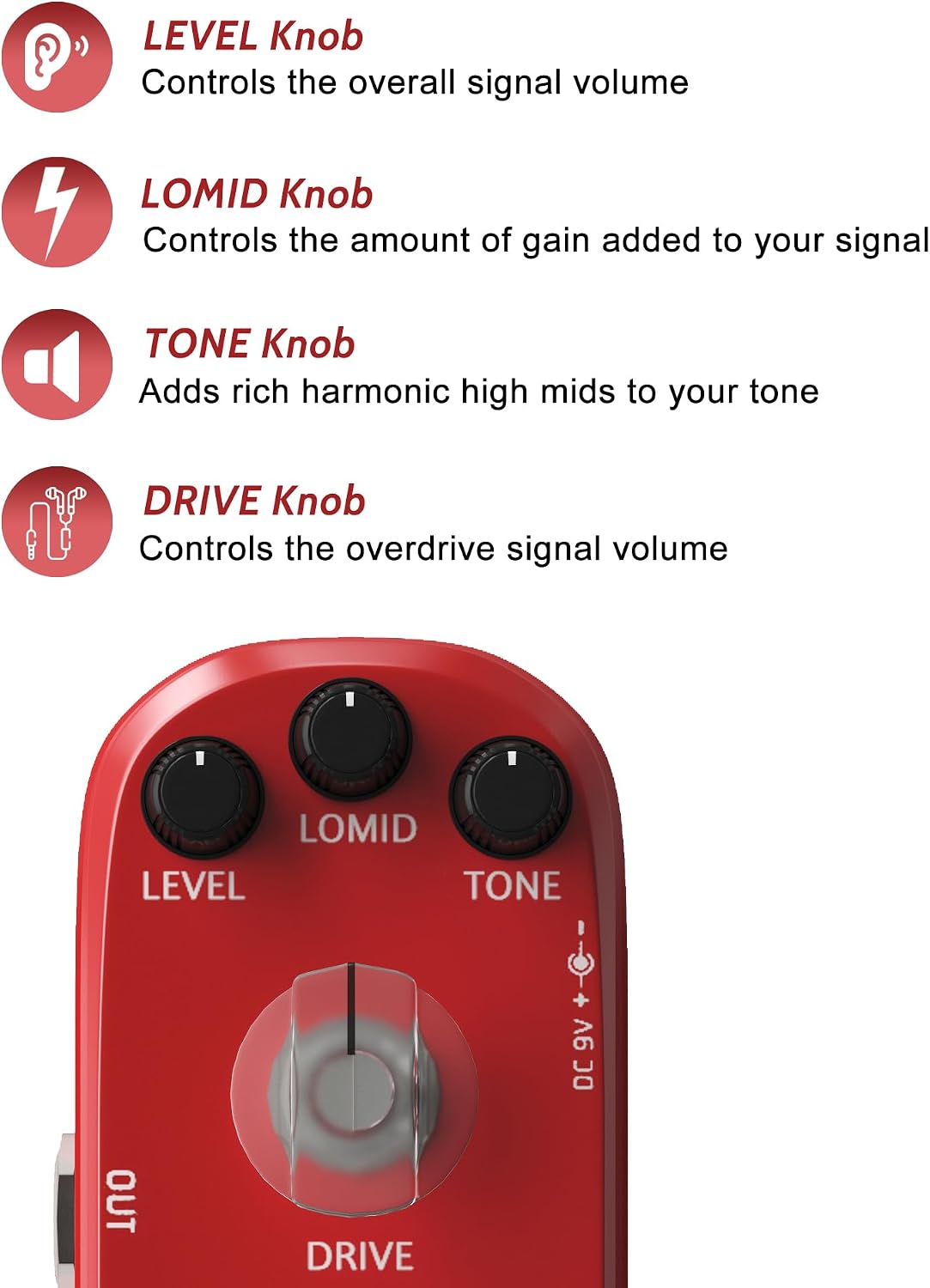 AZOR 5 Band Bass EQ Pedal, Aluminium Alloy True Bypass Equalizer Effect Pedal, Compact Mini Tone Control Pedal for Electric Bass Guitar