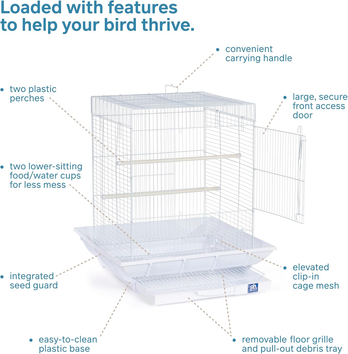 Prevue Hendryx SP850B/B Clean Life Cockatiel Cage, Black, 1/2"