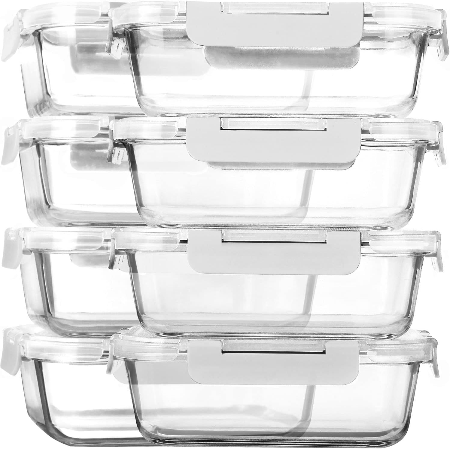 M MCIRCO 8 Pack,30 oz Glass Food Storage Containers with Lids, Gray