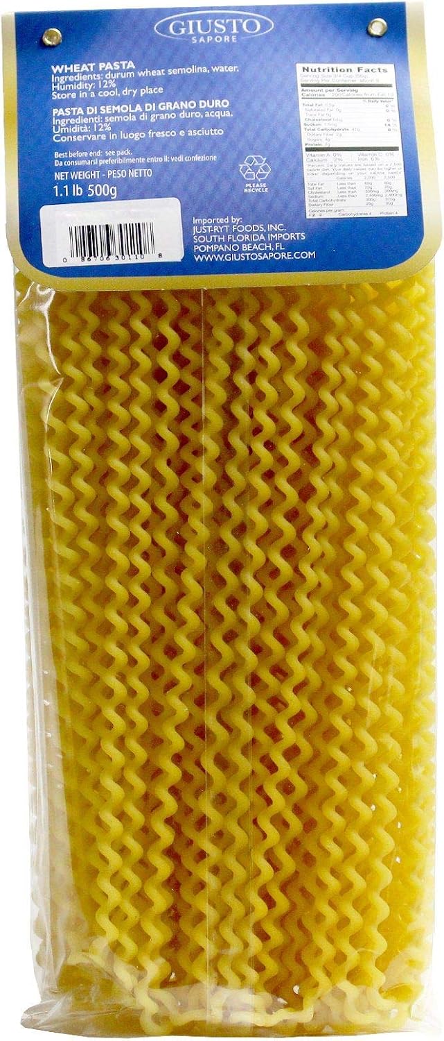 Giusto Sapore Italian Pasta - Caserecce 454g - Premium Organic Bronze Drawn Durum Wheat Semolina Gourmet Pasta Brand - Imported from Italy and Family Owned