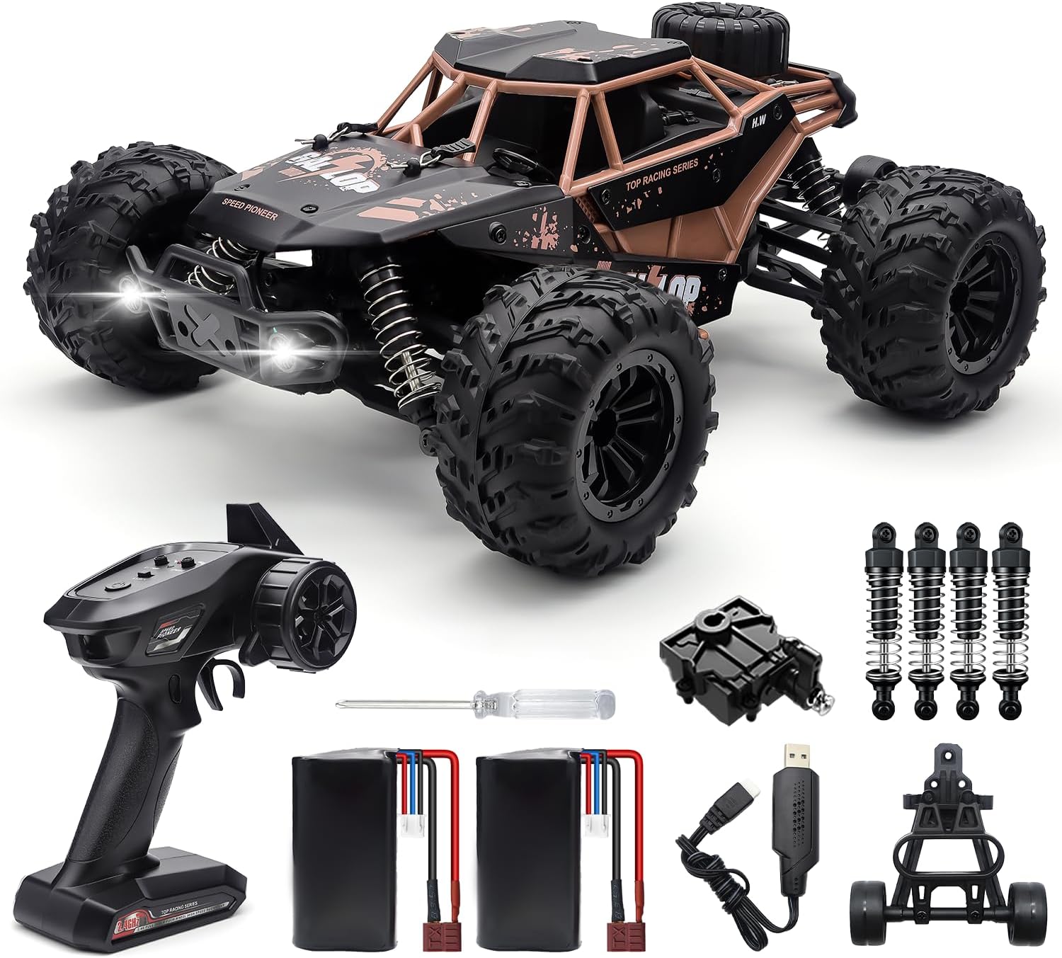 1:16 RC Cars for Adult,45km/h 4WD Off-Road Remote Control Car All-Terrain Fast RC Truck with Two 1500mAh Batteries