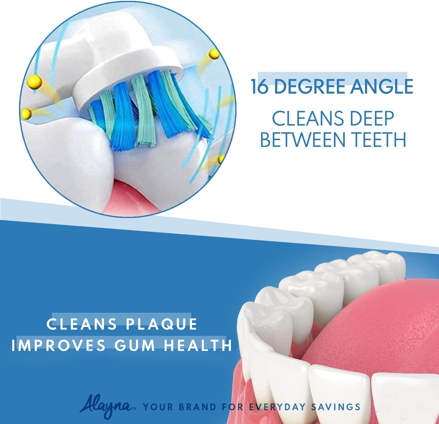 Alayna Toothbrush Heads Compatible with Oral-B, Cross-Style, 4 Pack | Replacement Brush Head Refills Compatible with Braun Oral-B Electric Toothbrushes and Most Click-On Handles
