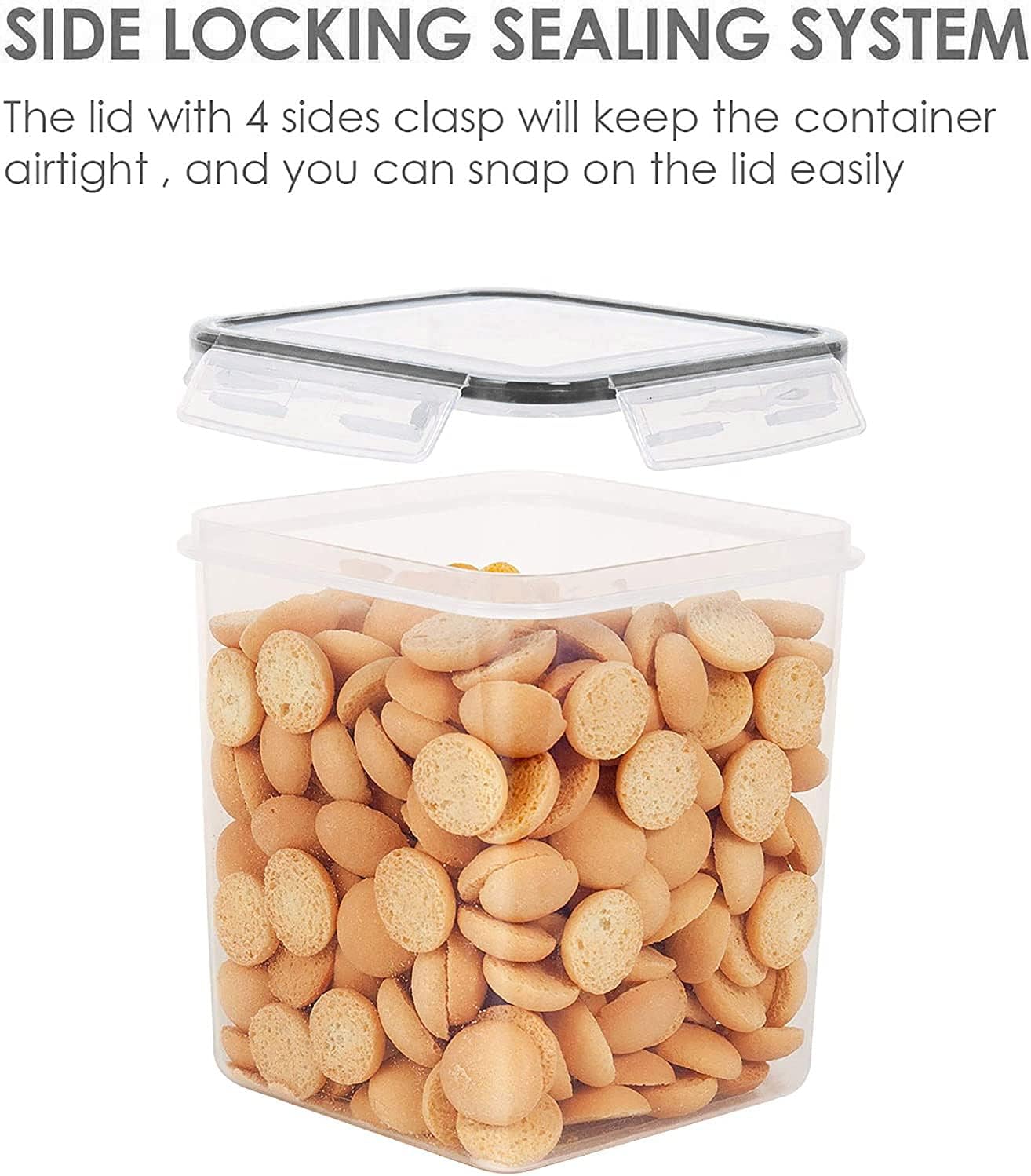 Vtopmart 5.2L Flour Sugar Storage Containers, 4 PCS, Black