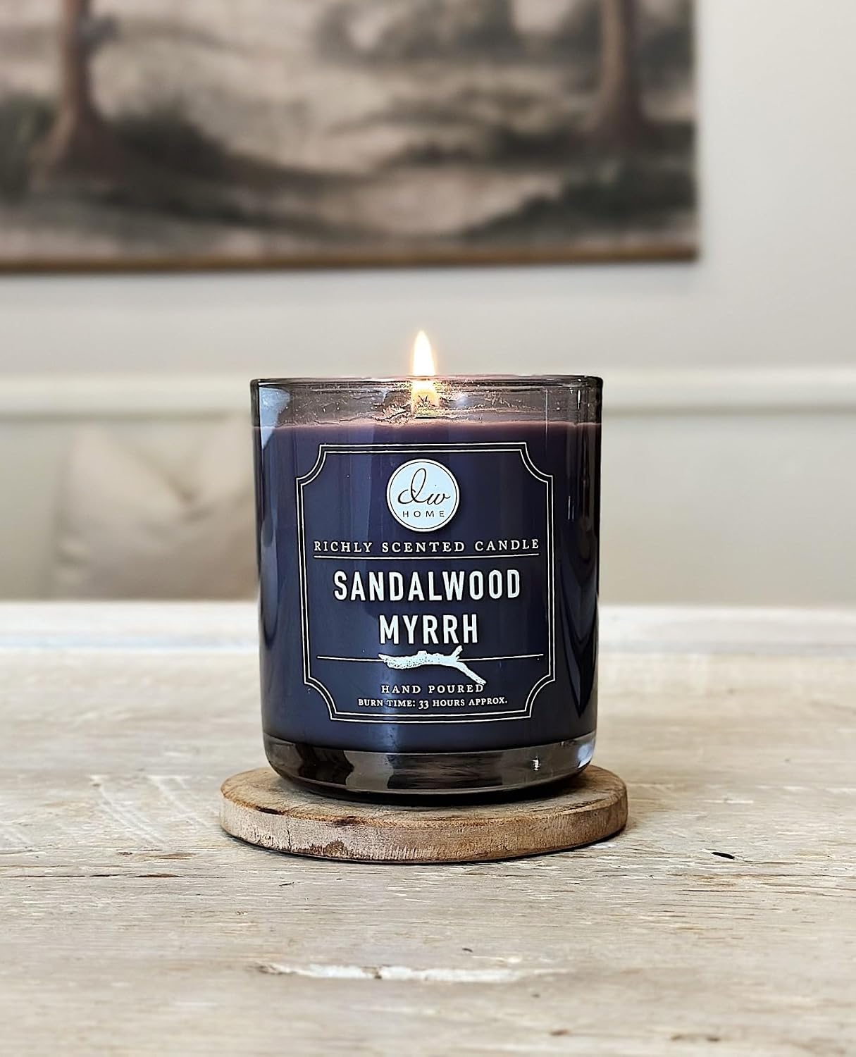 DW Home Warm Tobacco Pipe Scented Candles, 15 oz Large Double Wick Jar, Up to 56 Hour Burn Time, Strong Long Lasting Woodsy Fragrance, Gifts for Men & Women