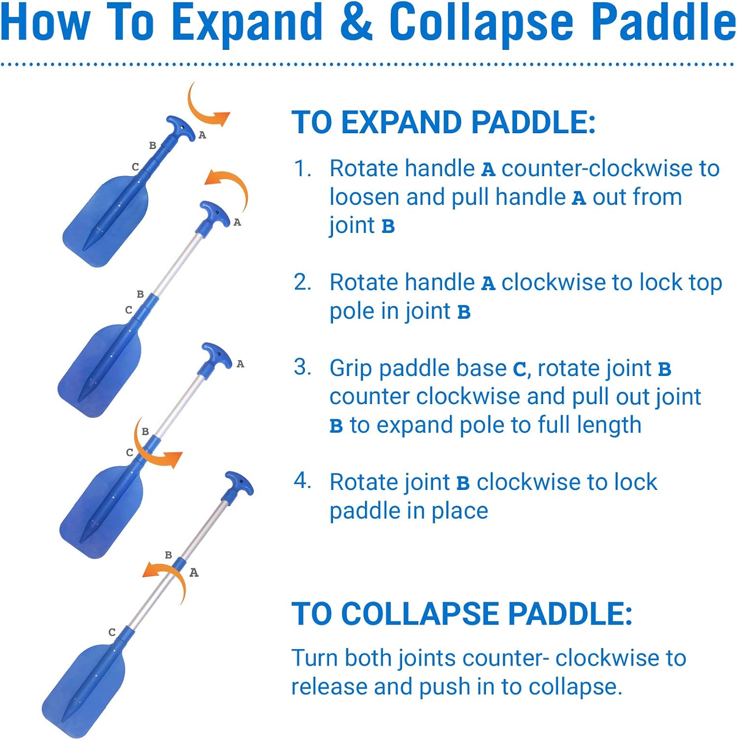 Boat Paddle Telescoping Plastic Collapsible Oar, Kayak, Jet Ski, Rafting