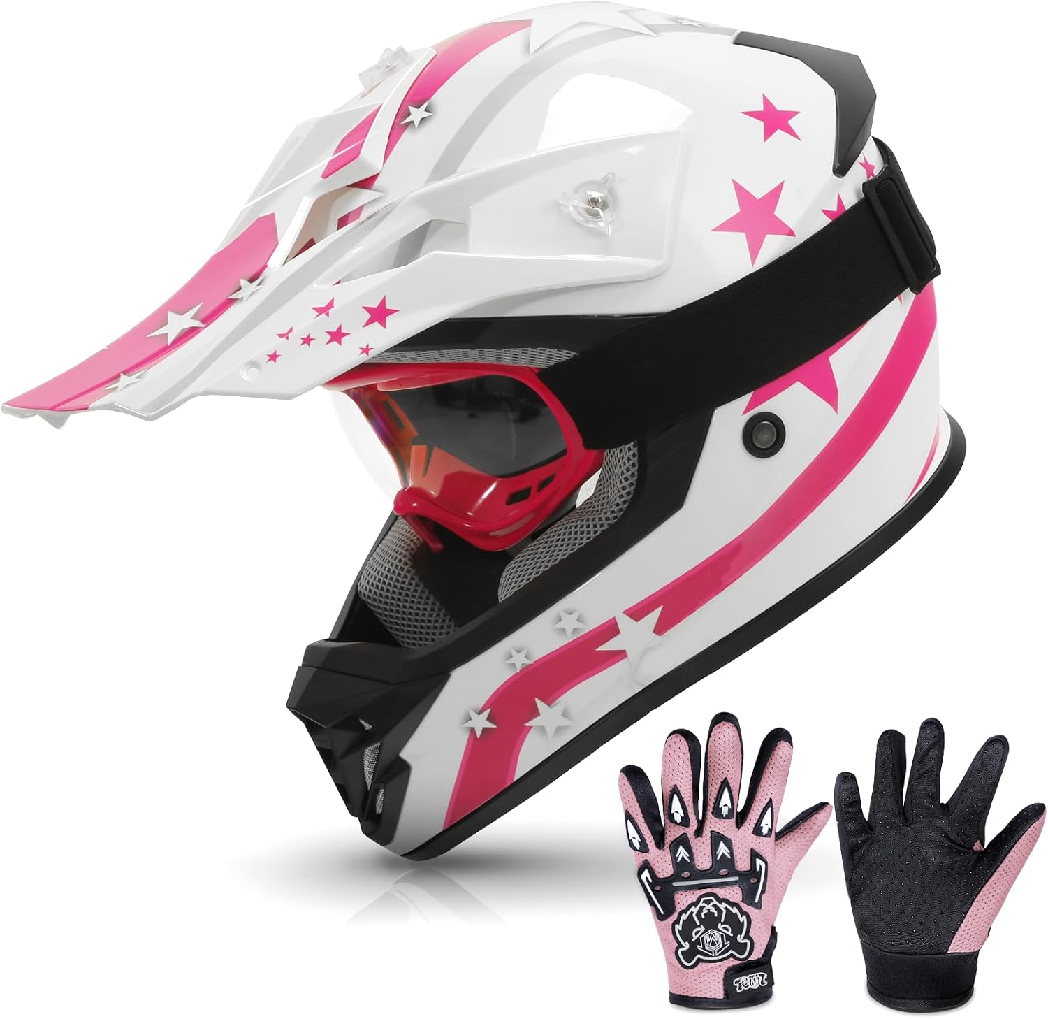 TCMT Youth Dirt Bike Helmet DOT Certified - Kids Full Face Motocross ATV Helmet with Goggles, Gloves and Helmet Bag for Off-Road, BMX, MX, Street Riding