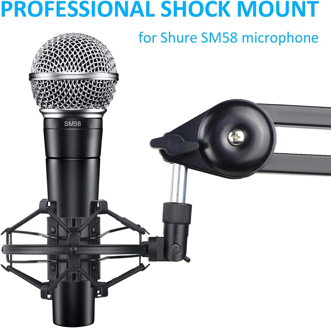 SUNMON SM58 Microphone Shock Mount Holder for Reduces Vibration and Noise, Suitable for Shure SM58-LC, SM58-CN Cardioid Dynamic Vocal Mic