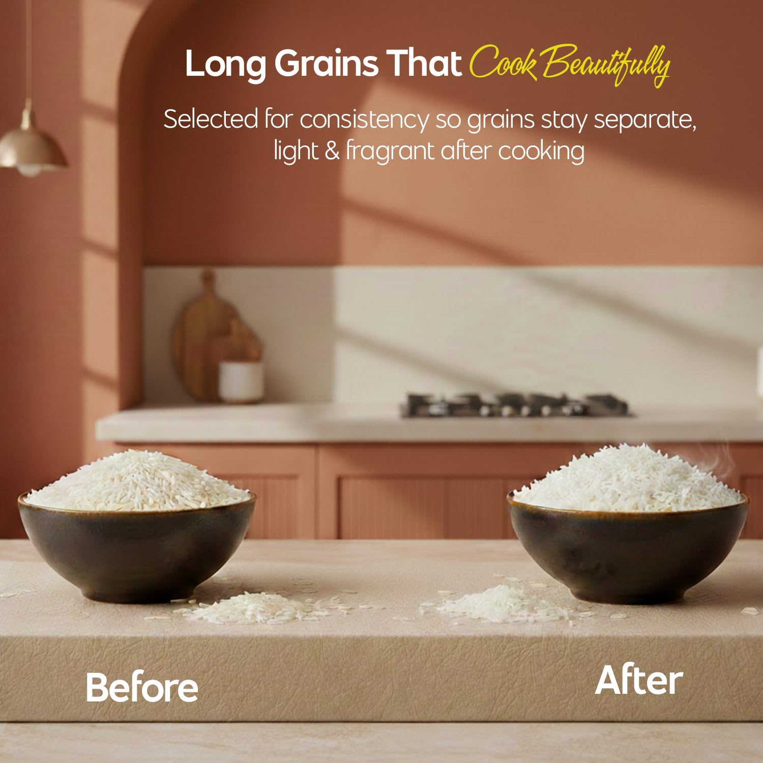 Golden Basmati Rice, 10LB, Gluten Free, Non GMO, Extra Long Grain Rice
