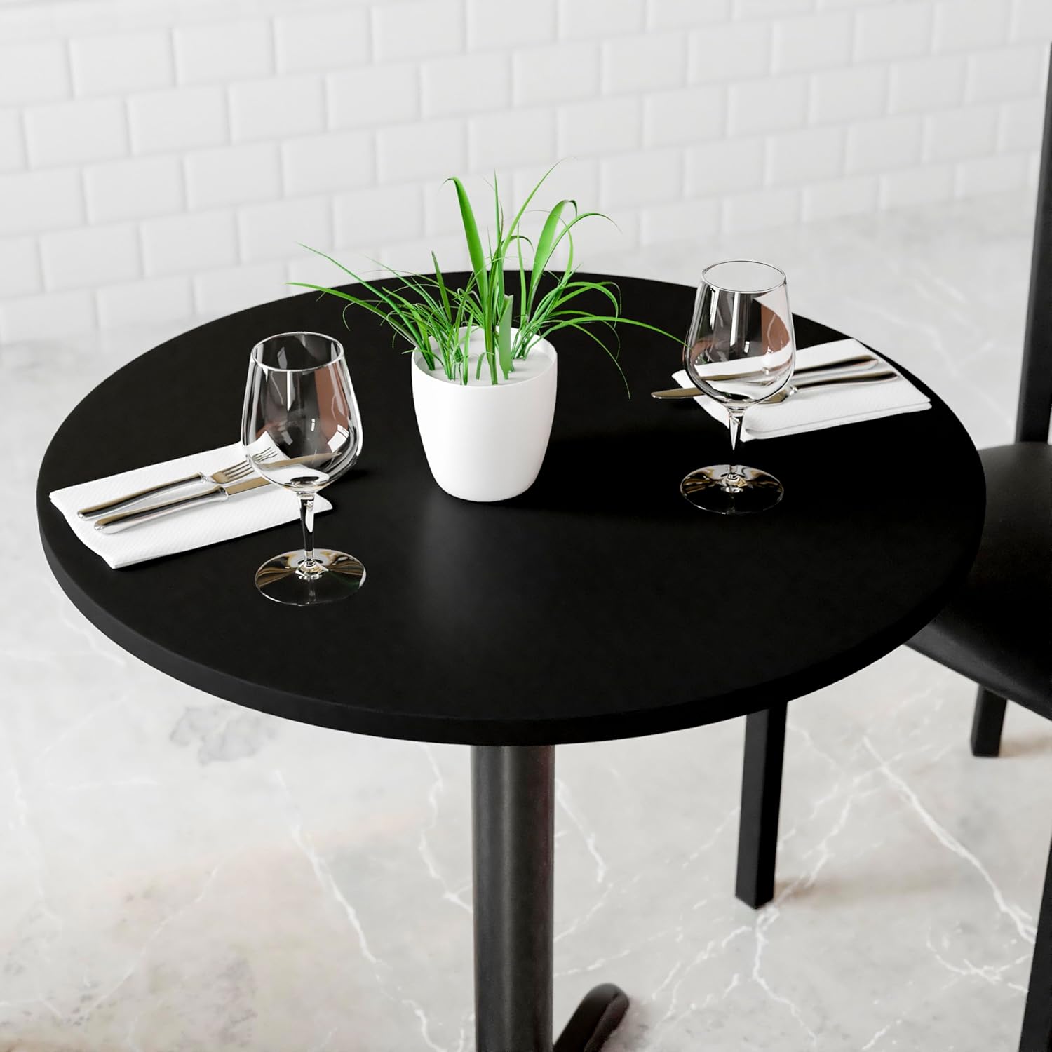 Flash Furniture 24" Round Reversible Table Top, Black/Mahogany | Reversible Laminate Top, Durable Construction, Commercial Use