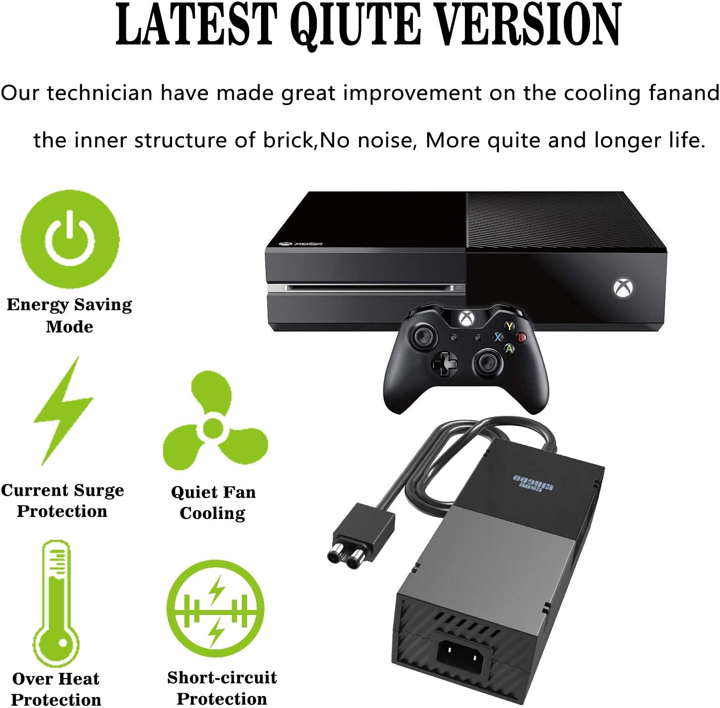 Power Supply Brick Compatible with Microsoft Xbox One [Sole New Quietest Version]