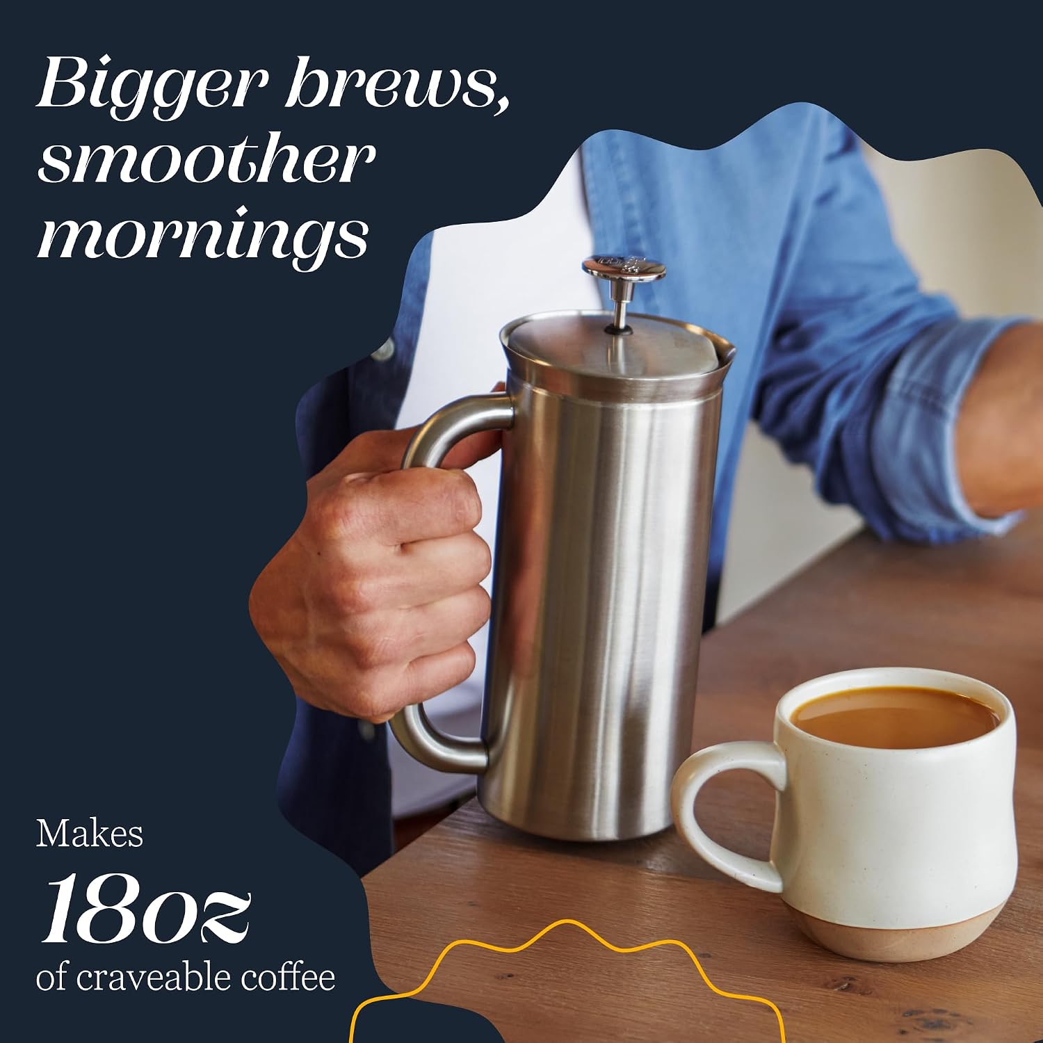 ESPRO P7 French Press, 18oz, Brushed, Stainless Steel Coffee Maker | Double Filter Coffee Press, Grit-Free Coffee, Heat Resistant Insulated tea Press, Easy Hot and Cold Coffee Brewer, Tea Brewer