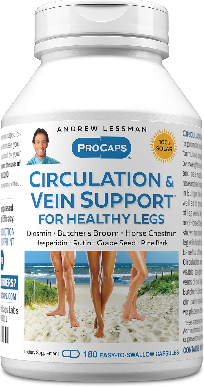 ANDREW LESSMAN ProCaps Circulation & Vein Support 30 Capsules | Standardized Botanical Extracts & Flavonoids in a Comprehensive Circulation & Vein Support Formula