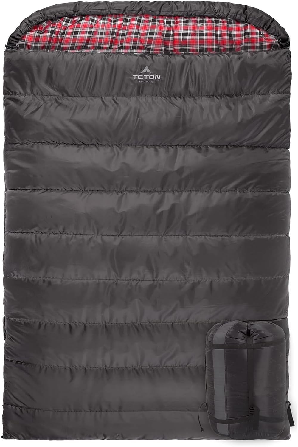 Teton Mammoth Queen Size Double Sleeping Bag- A Warm Bag the Whole Family can Enjoy – Great for Camping, Hunting and Base Camp. Compression Sack Included