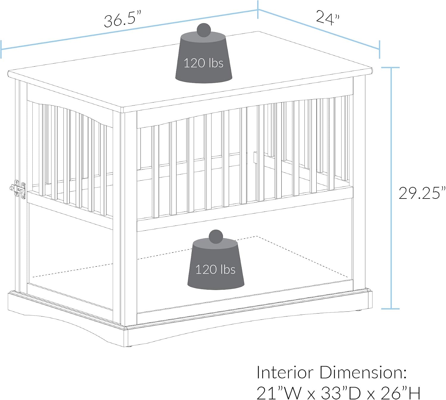 Casual Home Wooden Small Pet Crate, End Table, Espresso,19.5"W x 22.5"D x 22.5"H
