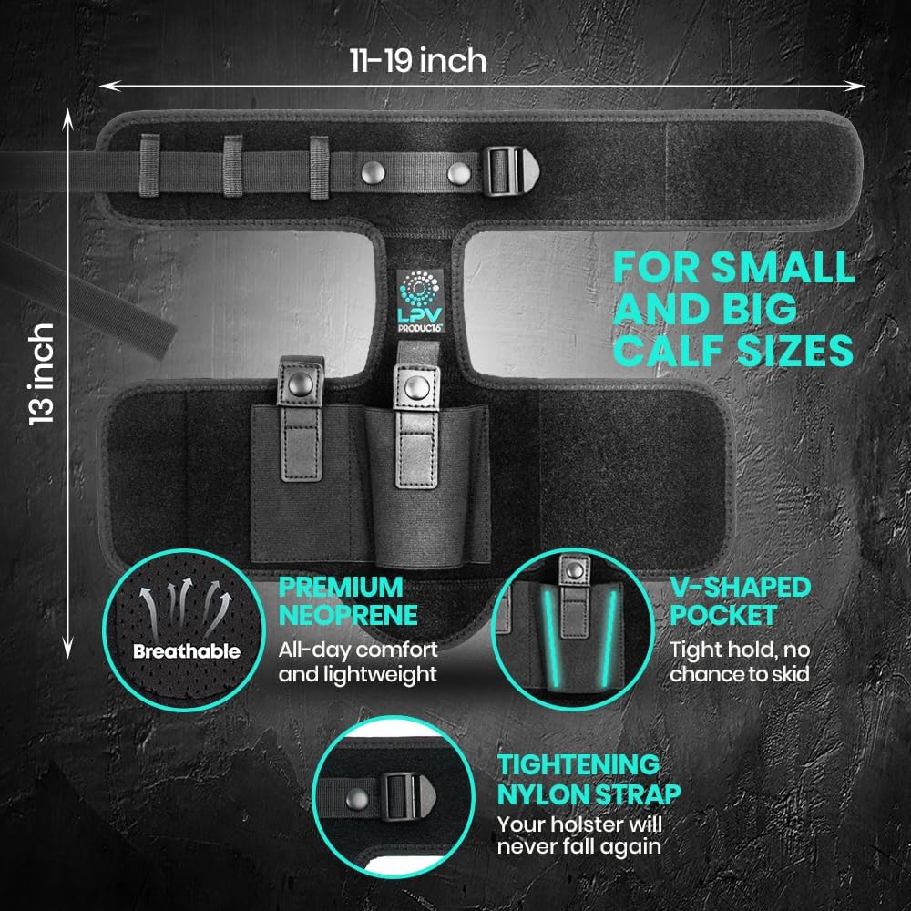 Premium Ankle Holster for Deep Concealment, 9mm 380 | Upgraded Version | Comfortable & Durable | Fits Glock 43 26 19, Ruger LCP, SIG P365, Springfield, Shield 9mm, Bodyguard 380 and Most other Pistols