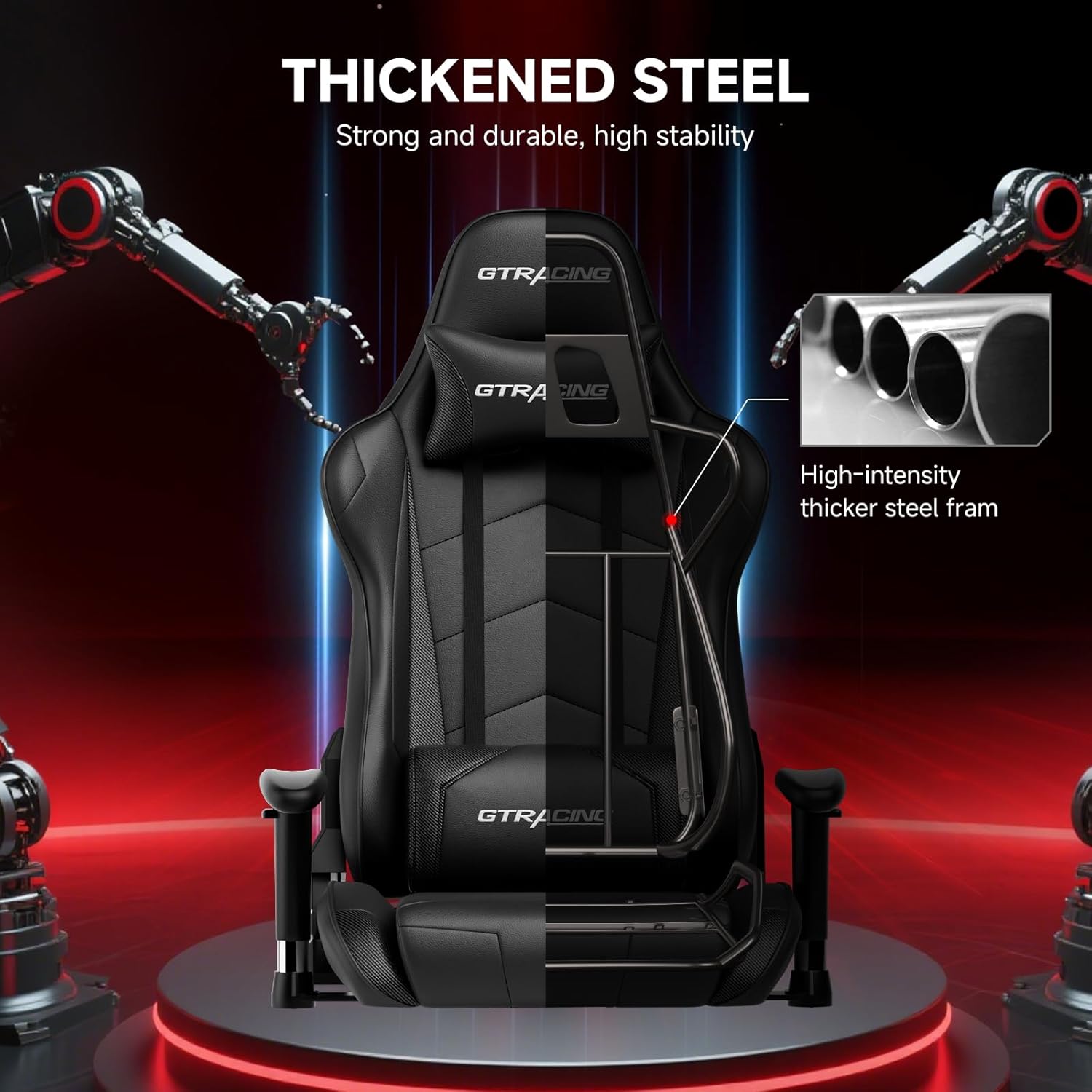 GTRACING Gaming Chair Racing Office Computer Ergonomic Video Game Chair Backrest and Seat Height Adjustable Swivel Recliner with Headrest and Lumbar