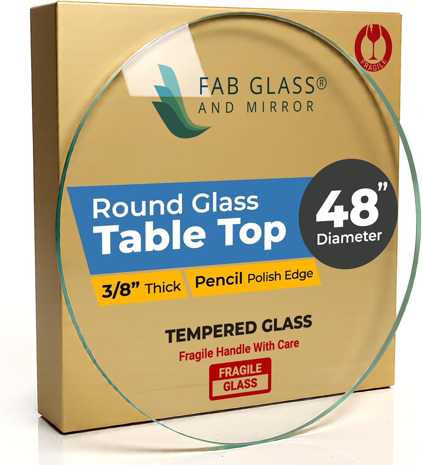 22 Inch Round Tempered Beveled Polished Edge Glass Table Top -1/2” Thick Round Glass Table Top–Heavy Duty, Dining, Coffee, and Office Tables by Fab Glass and Mirror