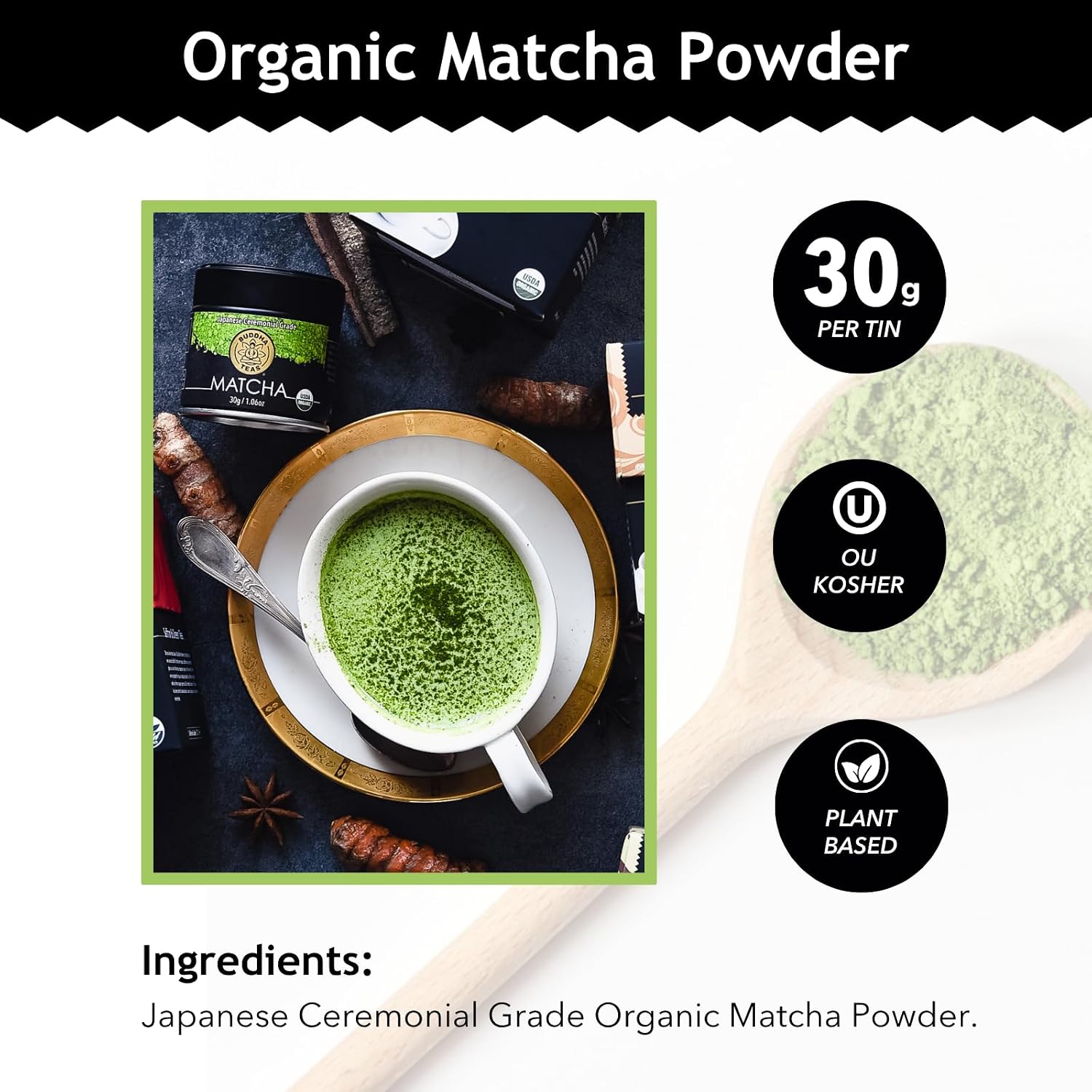 Buddha Teas - Organic Sencha Green Tea - For Health & Wellbeing - Japanese Green Tea - With Antioxidants & Minerals - Clean Ingredients - Caffeinated - OU Kosher & Non-GMO - 18 Tea Bags (Pack of 1)