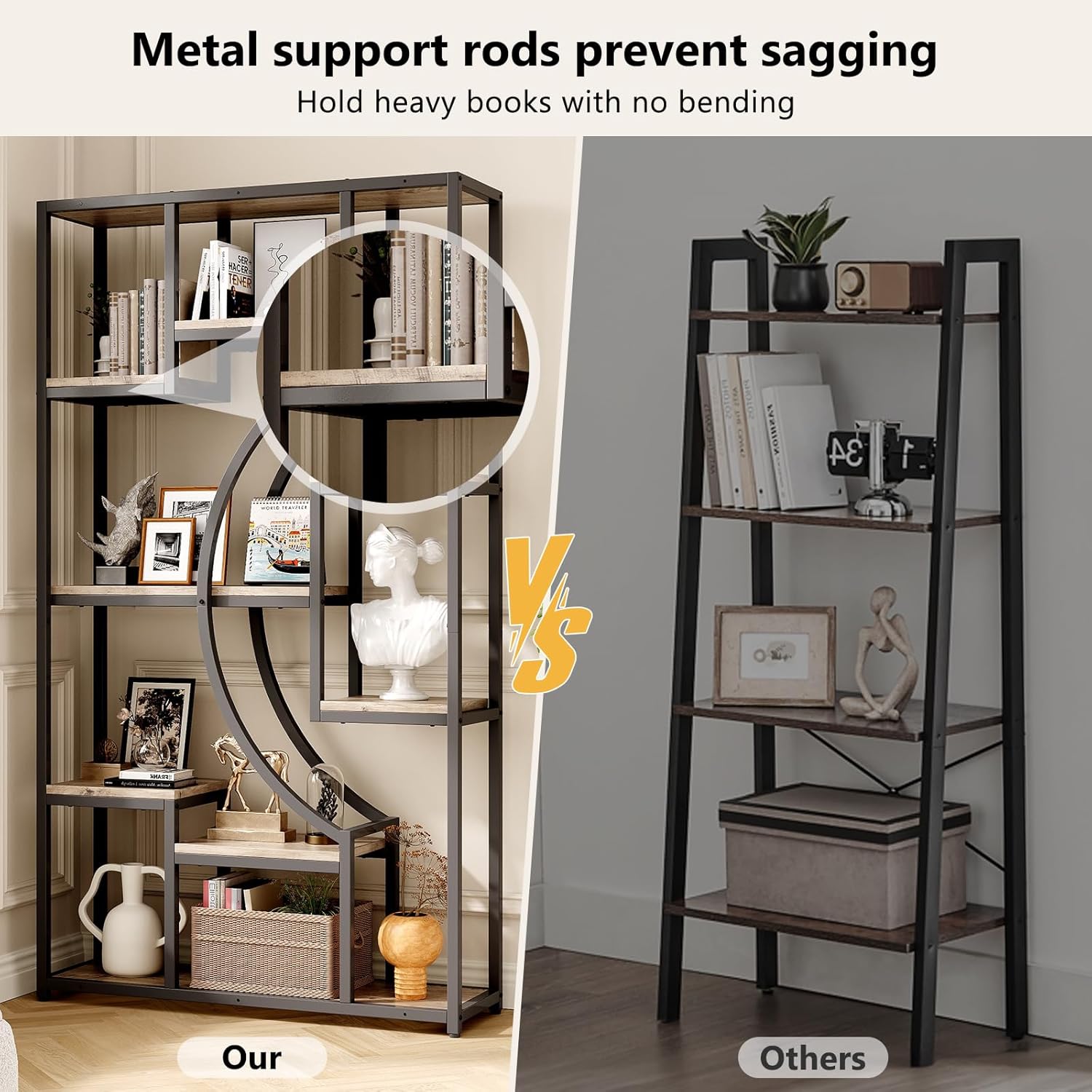 70.8" Tall Bookshelf Set of 2, 79" Wide Geometric Display Shelf with 18 Open Storage Shelves, Etagere Bookcase for Living Room, Office