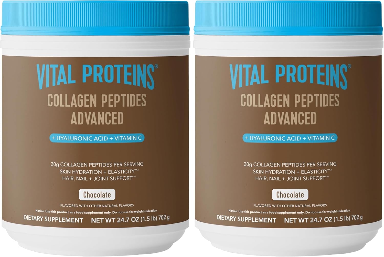 Vital Proteins Collagen Peptides Powder Advanced, Unflavored, 20oz | Hyaluronic Acid & Vitamin C, Supports Hair Skin & Nails, Collagen Peptides, 27 Servings