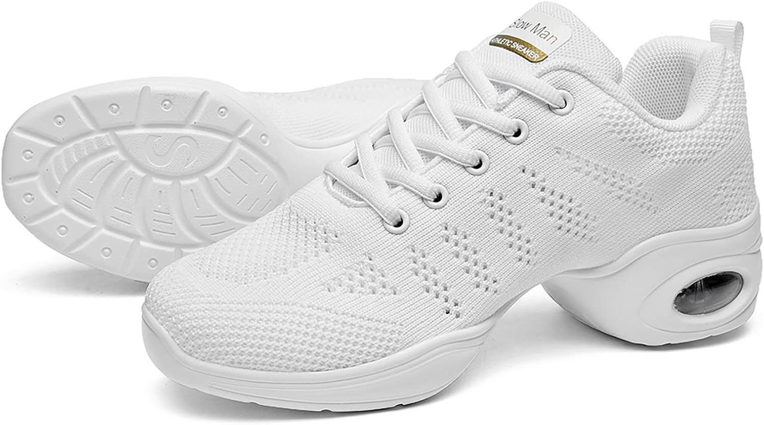 Slow Man Women's Jazz Shoes Lace-up Sneakers - Breathable Air Cushion Lady Split Sole Athletic Walking Dance Shoes Platform