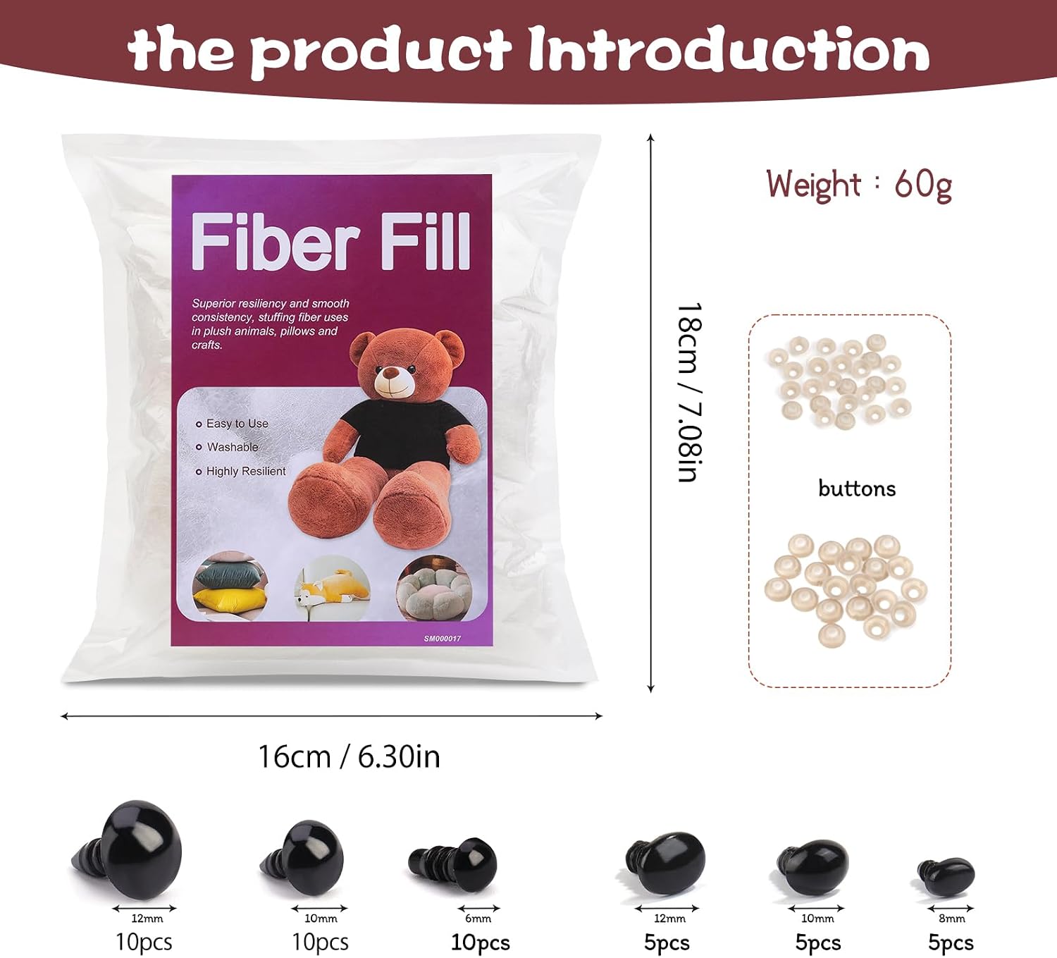 BUTUZE 250g/8.8oz Polyfill Stuffing Fiber Fill,Stuffing for Stuffed Animals